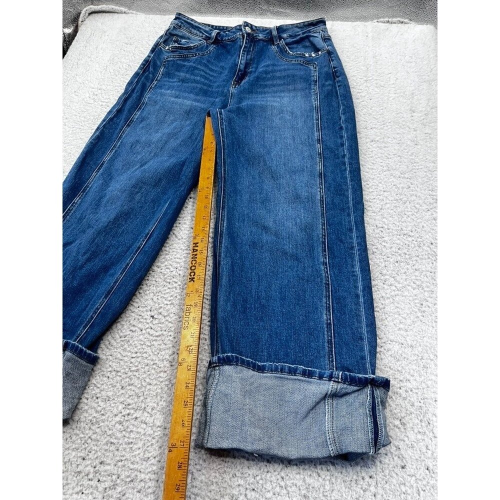 Women's Flying Monkey High Rise Cuffed Baggy Wide Leg Denim Jeans Size 31 - Picture 3 of 13